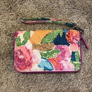 Vera Bradley pink floral wristlet clutch